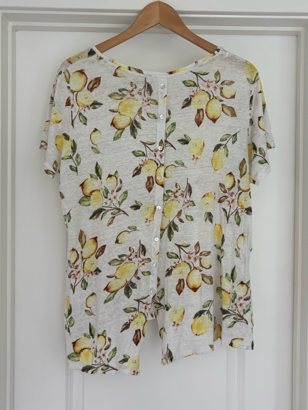 Cynthia Rowley 100% Linen Lemon Fruit Boxy Top 1X - Picture 4 of 6
